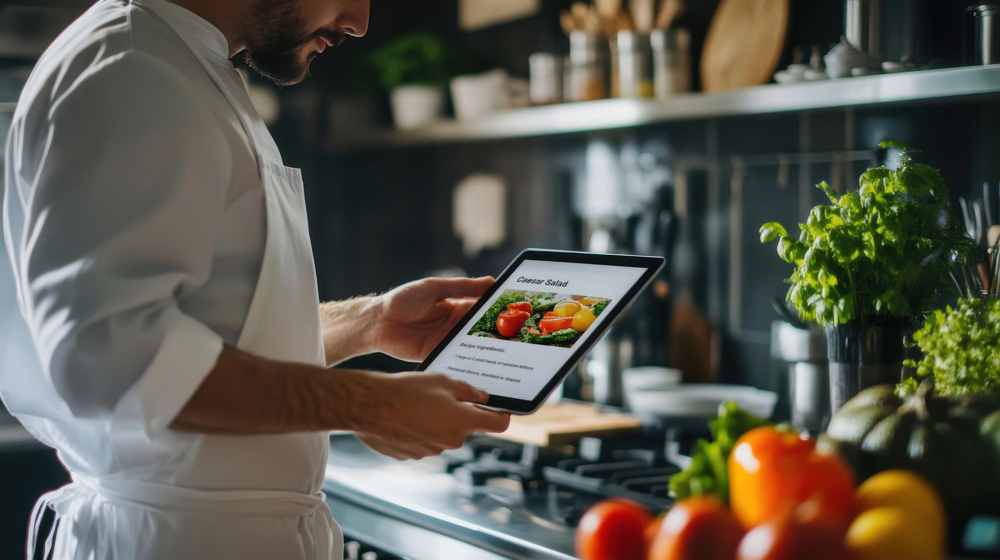 Chef testing a smart recipe interface